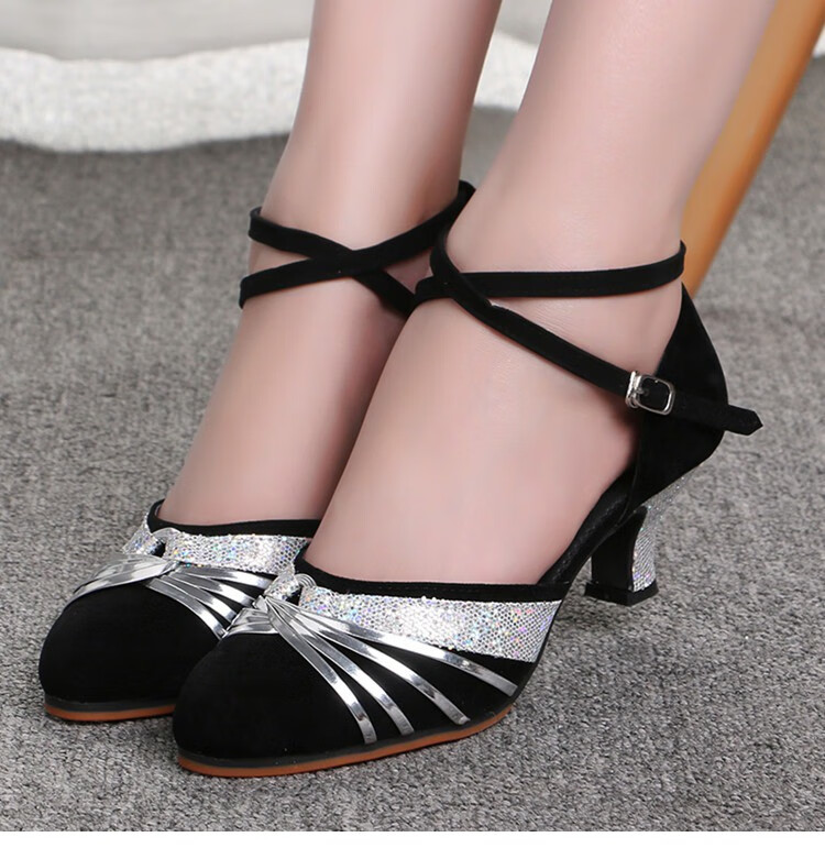 泰瑞格拉丁舞鞋成年中高跟舞蹈鞋室外交谊舞鞋女士广场舞鞋夏天跳舞