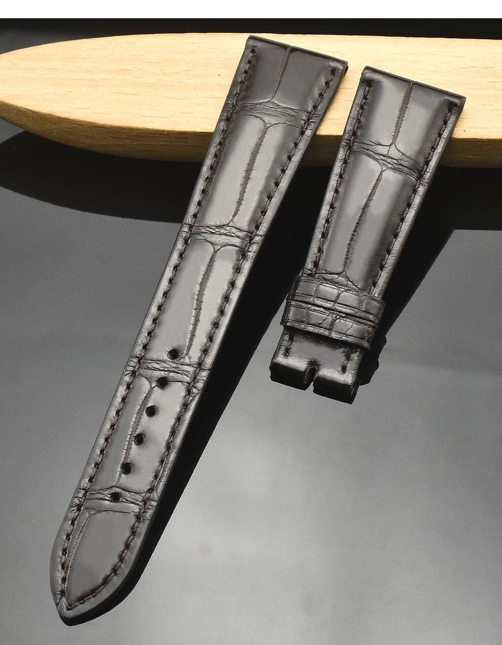 适用百达翡丽系列表带真皮男士表带514652965227双面鳄鱼皮表带手表链