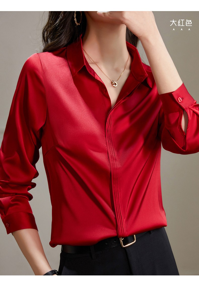 苏若兰丝质女士衬衣春夏新款女士缎面衬衫柔软光滑高级感透气凉爽职场