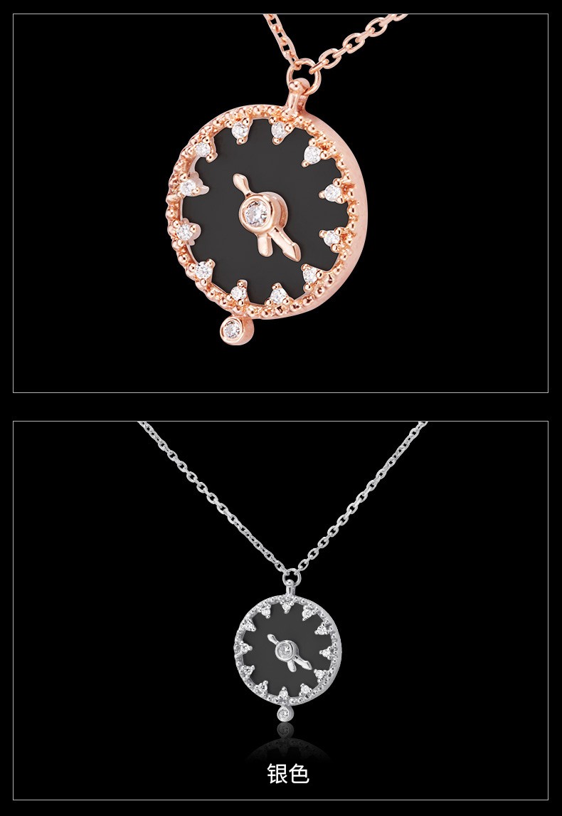 法国永恒原创设计爱情时钟吊坠简约项链银饰小众锁骨链气质生日礼物