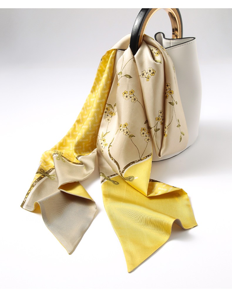 情人节礼物】小清新百搭丝巾2021新款女薄款桑蚕丝真丝长围巾职业领带