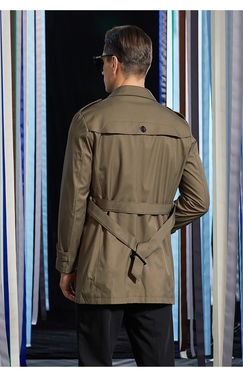 男新款欧洲站中长款纯色商务外套男潮流休闲秋冬百搭欧美大衣男 棕色