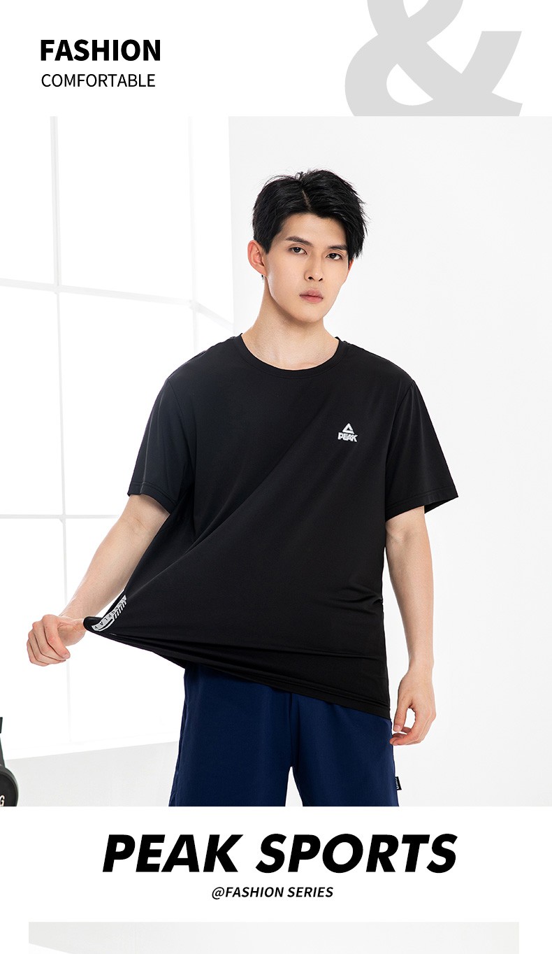 匹克短袖男2022夏季新款透气圆领休闲男士t恤潮大白s