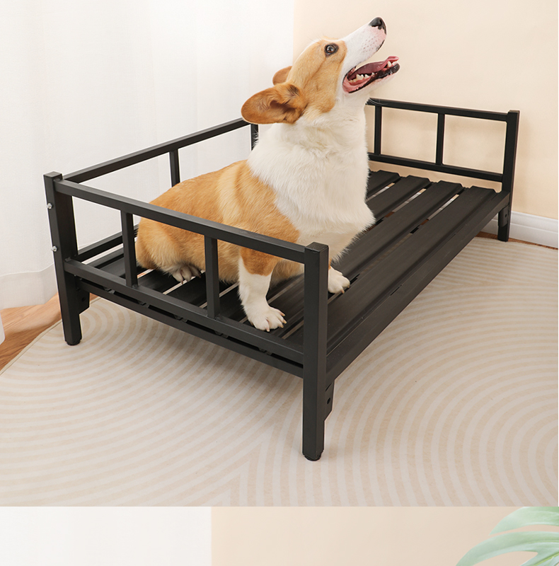 床大狗用金毛中大小型犬睡觉的床宠物铁床加固铁艺床防锈黑色xs6040cm