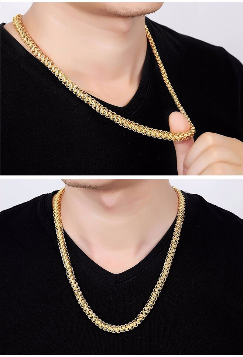 411/克 周玺金珠宝 龙骨黄金项链男999足金扁泰国男士黄金项链龙骨