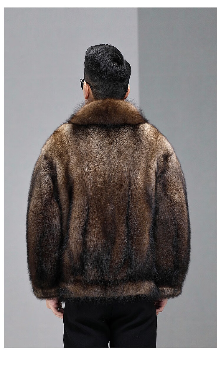 狄派斯 时尚进口渔貂皮草男士貂皮大衣整貂皮毛一体外套 xl【图片