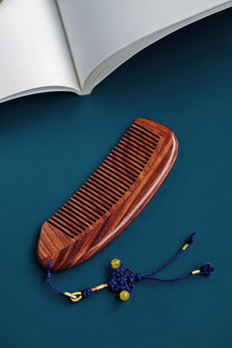 映源 海南黄花梨檀木梳子防静电按摩便携发梳红木刻字原木海黄定制
