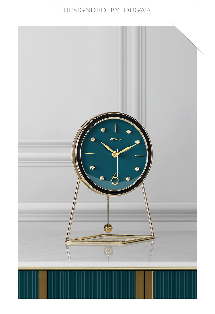 伯莎丹顿创意美式轻奢风座钟客厅家用台钟书房卧室摇摆钟表摆件坐钟摆