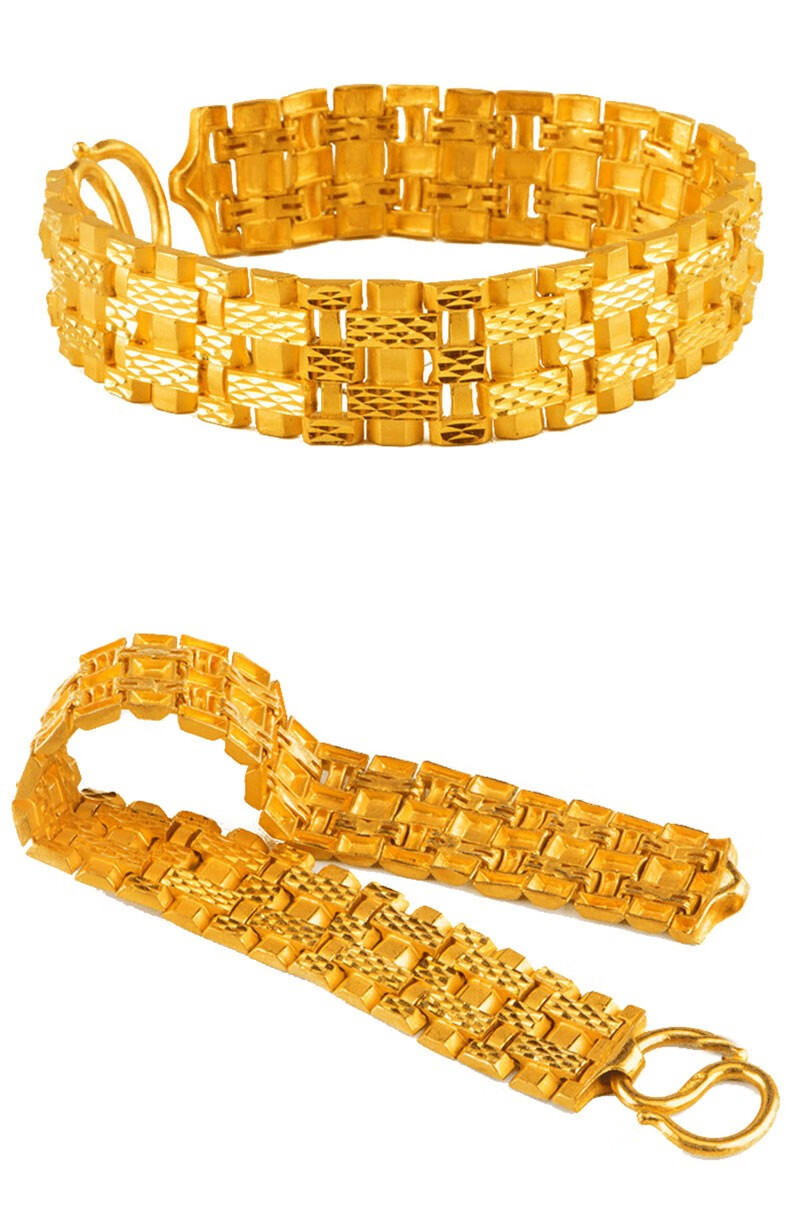 瑞幸珠宝999足金黄金坦克霸气手表男女情侣款表链自戴送礼佳品金重约