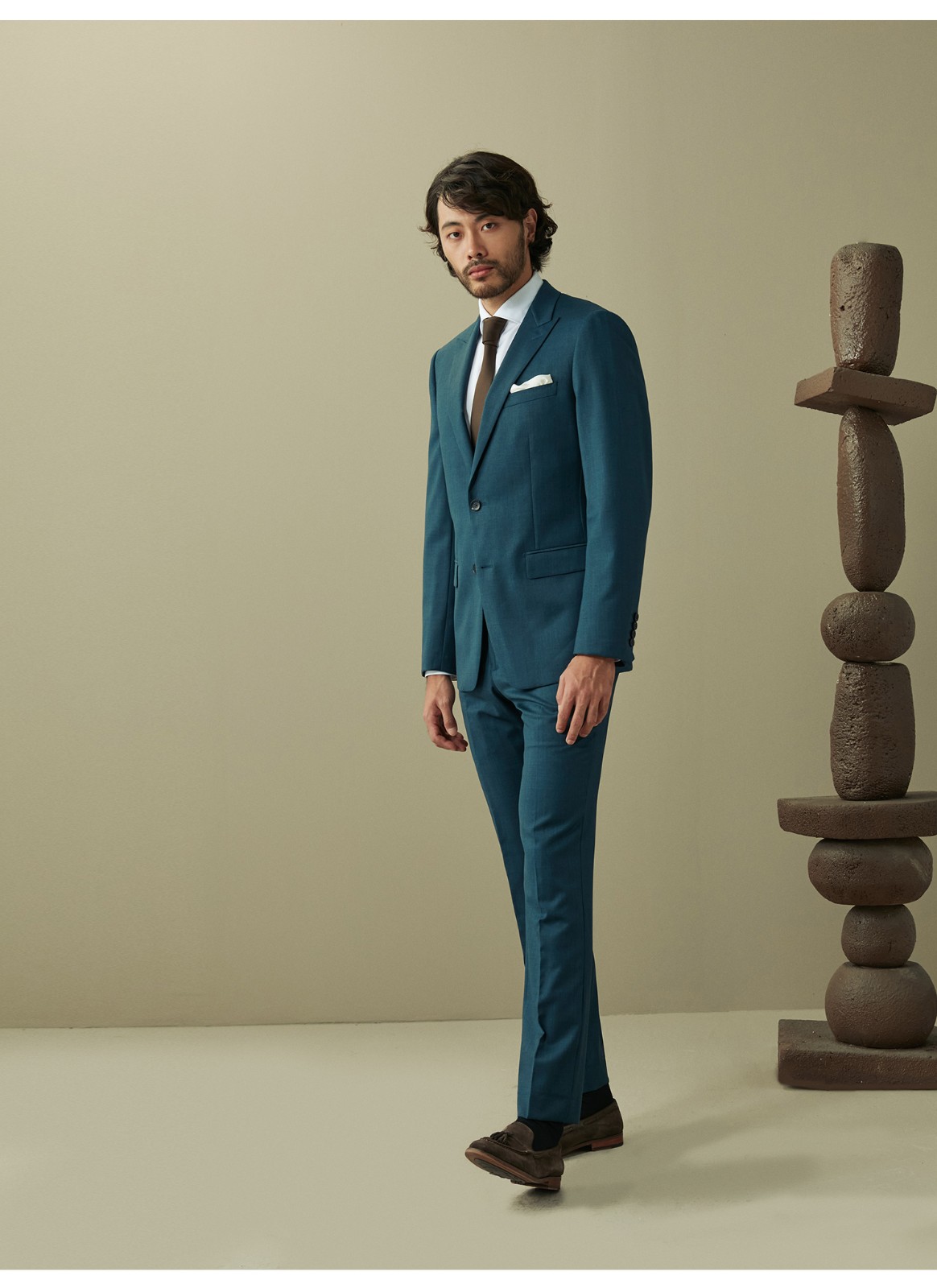 hany意大利reda墨绿那不勒斯羊毛西装男套装意式正装高端男士西服