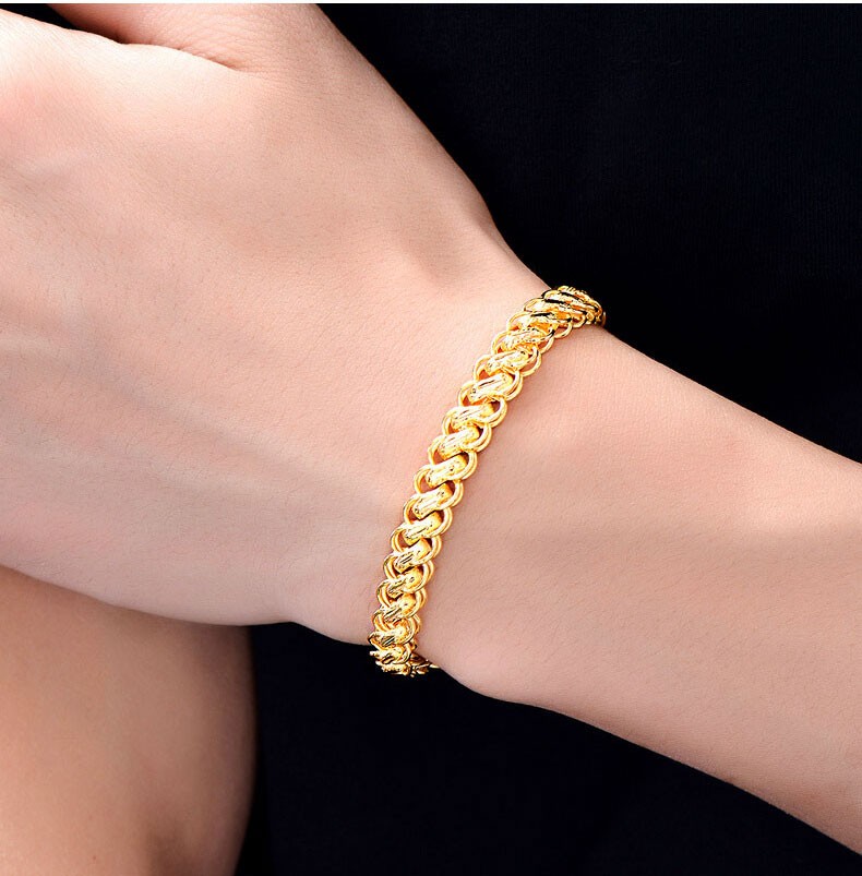 卡姿亚9999足金泰国四方龙骨龙头黄金手链男显粗实心老板金手链按克