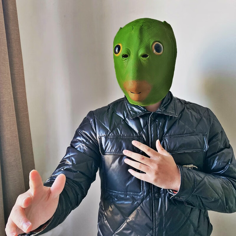 绿头鱼头套面具可爱搞怪搞笑鱼头怪怪绿鱼人网红全脸无味整蛊表演情人