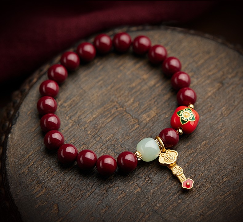 皇家天选朱砂手串女官方天然原石紫金砂转运珠佛珠柿柿如意手链如意