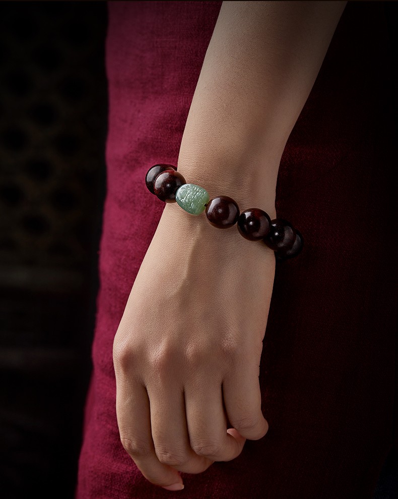 克拉苏crassus佛珠小叶紫檀手串男满金星原木复古和田玉本命佛木质