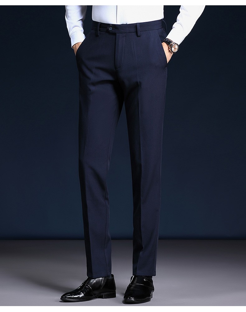 罗蒙西裤男直筒修身商务休闲裤男士正装裤子秋冬季职业工装裤宽松纯色