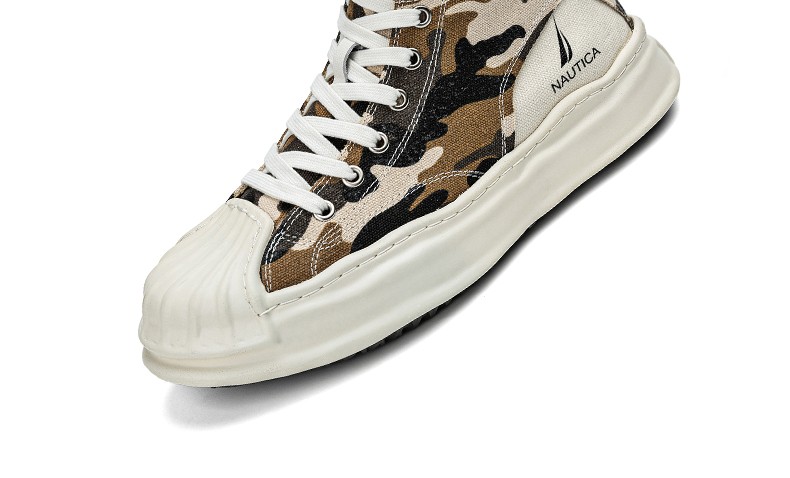 诺帝卡(nautica)男鞋新品帆布鞋男士迷彩高帮鞋子男款时尚潮流休闲鞋
