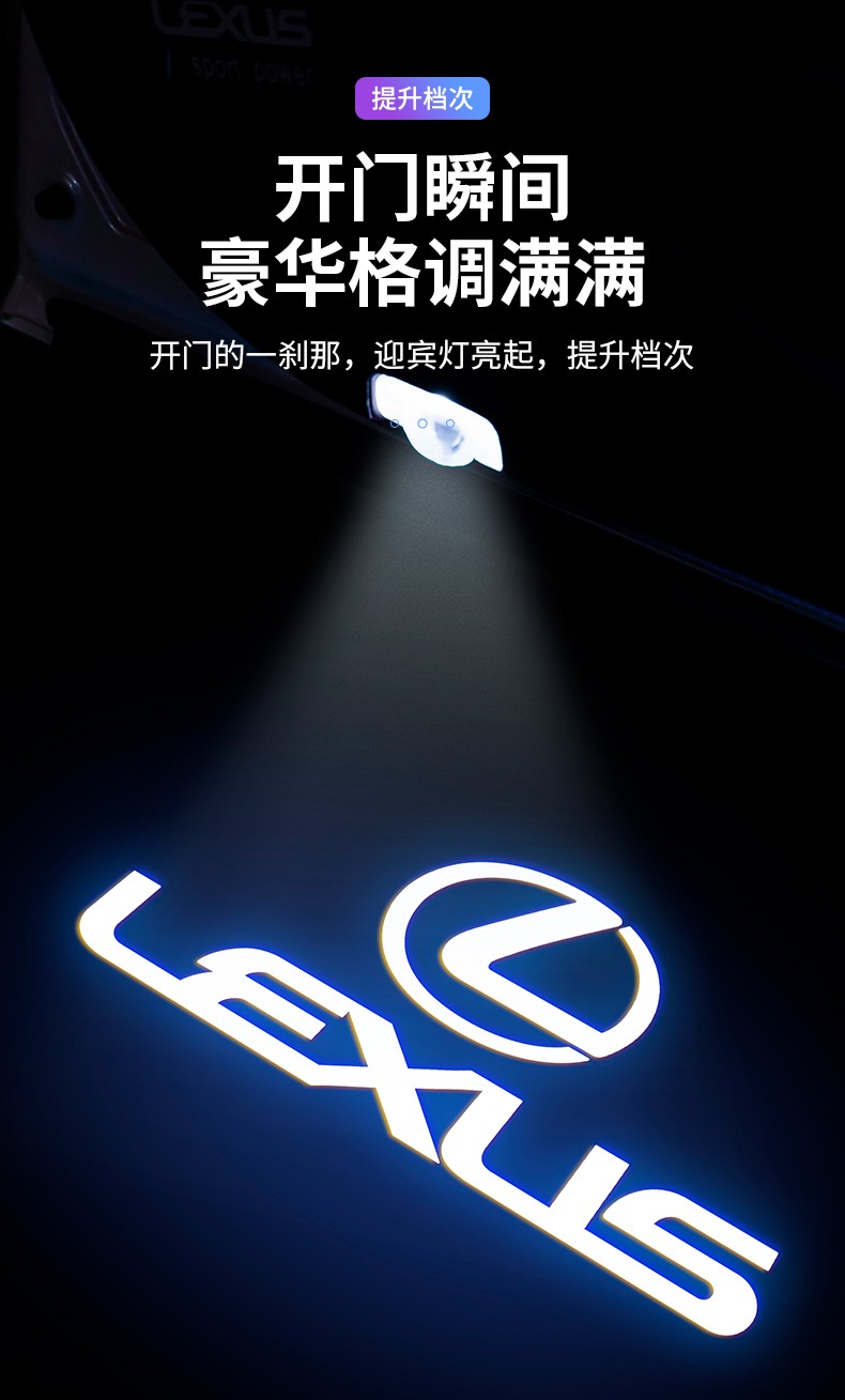 邦列适用雷克萨斯迎宾灯es200rx300hislsuxgsgx改装饰车门氛围灯投射