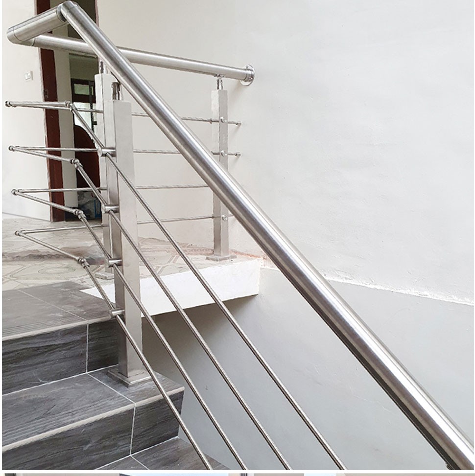 楼梯护栏 楼梯扶手护栏不锈钢楼梯扶手立柱室内外自装楼梯方管拉丝