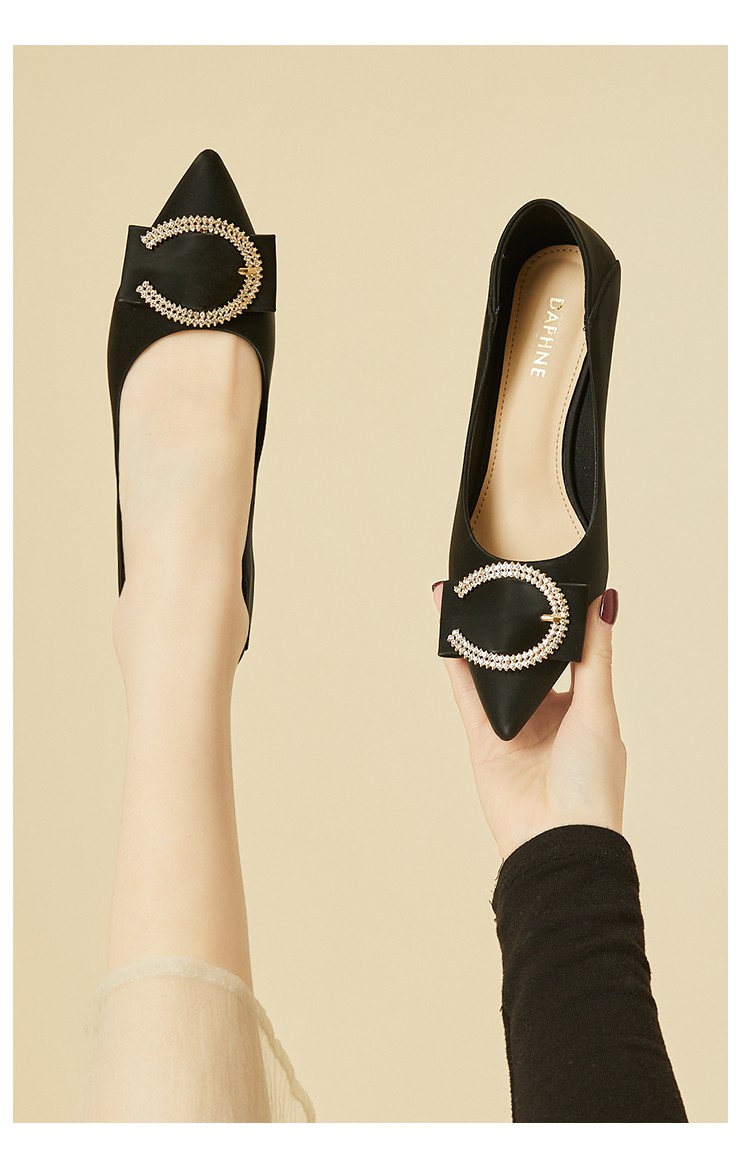 达芙妮daphne名媛风优雅气质尖头细跟高跟鞋宴会时尚钻扣懒人套脚宴会