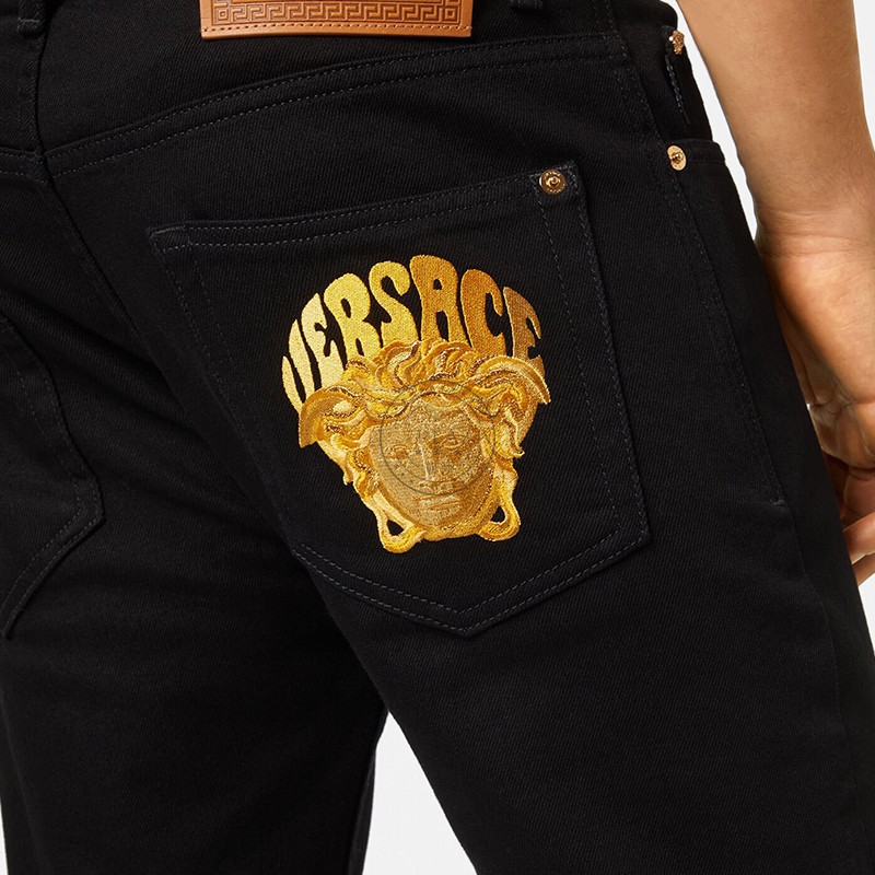 versace范思哲男装男裤男士黑色系美杜莎图案休闲百搭长裤黑色系a81
