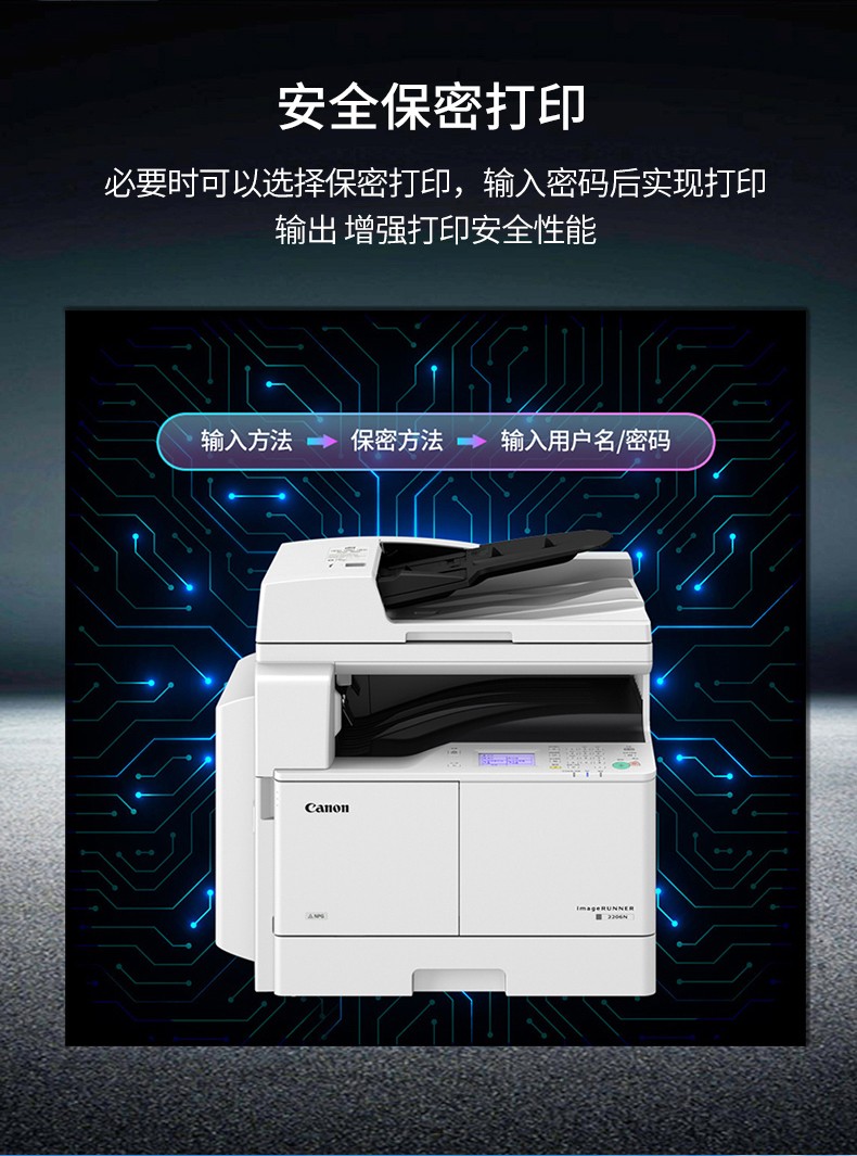 佳能ir2204n 2206n 复印机a3a4打印机无线黑白激光一体机大型商用办公