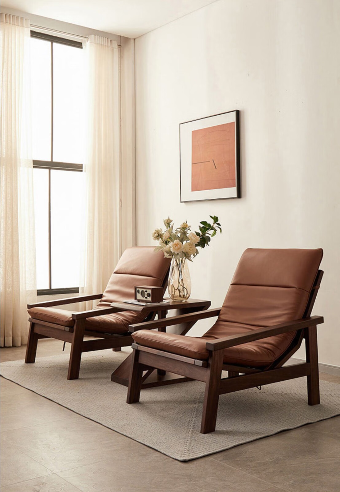 乌金木全实木沙发椅简约轻奢实木情人椅极简风阳台两用休闲椅组合 z字