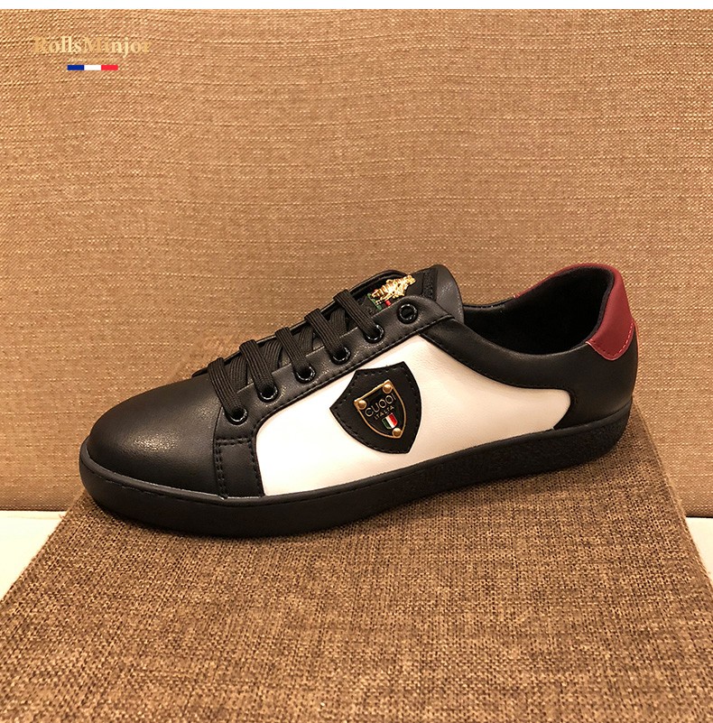 劳斯名爵品牌休闲鞋男潮流百搭英伦风板鞋真皮拼接撞色小白鞋奢侈品男