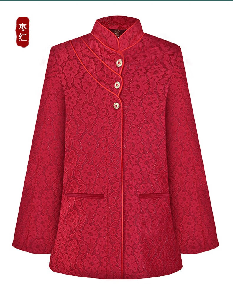 忆孝堂寿衣女殡葬用品现代七件套女士寿衣装蕾丝冲喜寿衣枣红