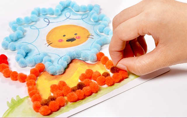 毛毛球粘贴画手工制作材料包diy幼儿园早教启智礼物宝宝创意立体粘贴