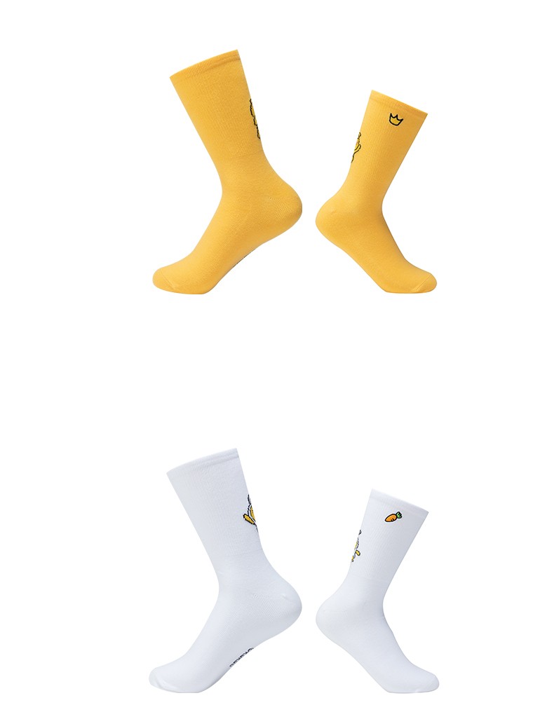 kakao联名361运动袜2021年冬季新款女可爱印花袜子长袜中筒袜棉袜白色