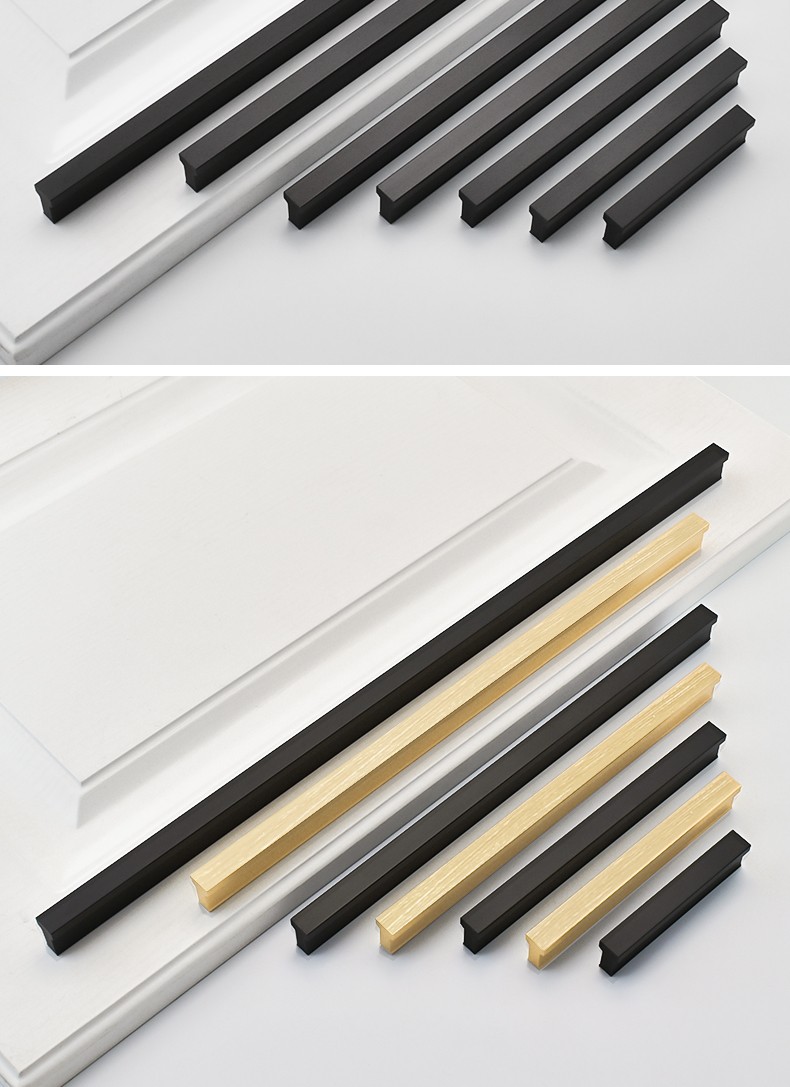 me)加长柜门拉手现代简约t型衣柜门橱柜抽屉北欧金黑色门把手通顶超长