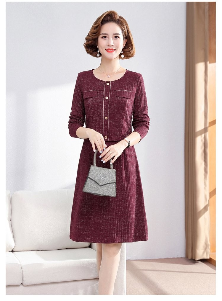 中年女装连衣裙女秋装年时尚新款连衣裙韩版长袖裙子今年流行中年女装