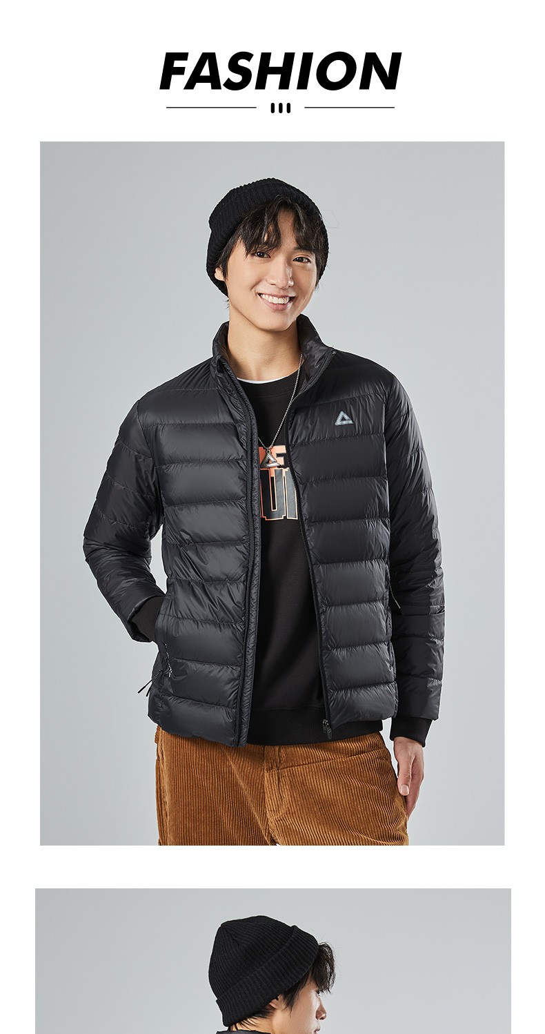 匹克轻薄鸭绒羽绒服男2021冬季新款潮流时尚防风御寒棉服外套灰绿3xl