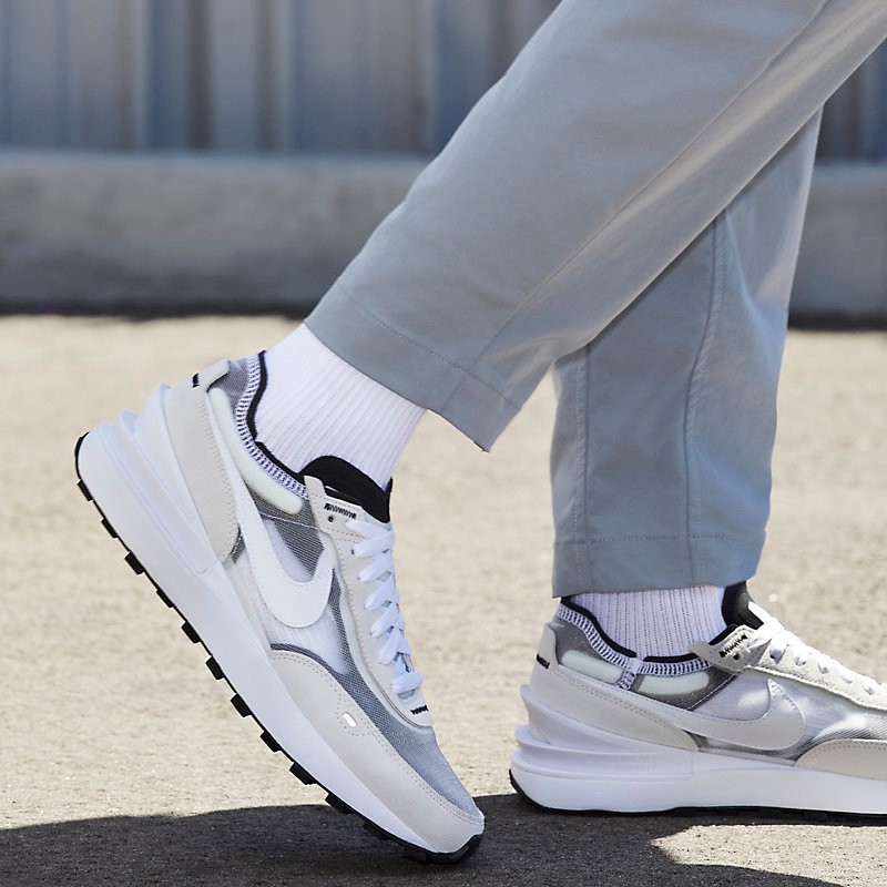 nike耐克男鞋waffle one华夫鞋小sacai 米白灰夏季网面透气跑步鞋 da