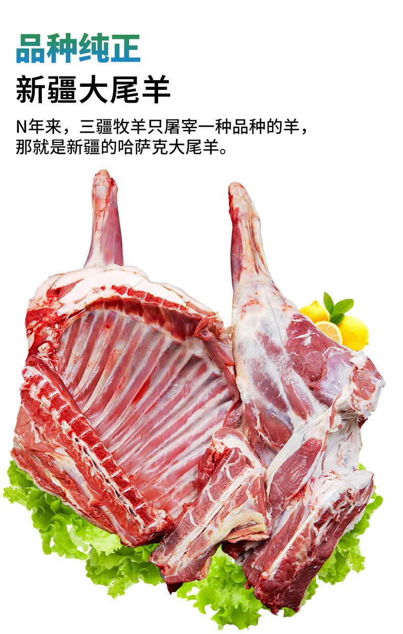 三疆牧羊新疆羊肉羔羊排块500g原切羔羊切段羊肉生鲜火锅烧烤手抓肉