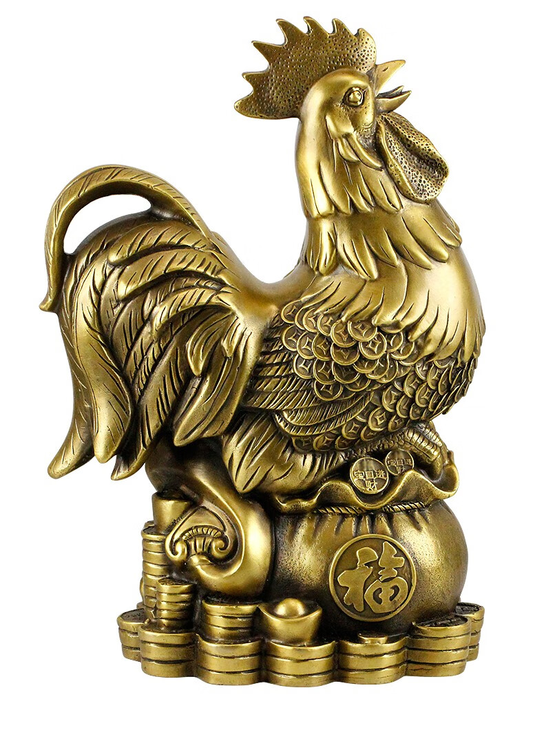 慈缘正堂黄铜大公鸡摆件金属公鸡摆件铜金鸡摆件家庭装饰摆件公鸡布袋