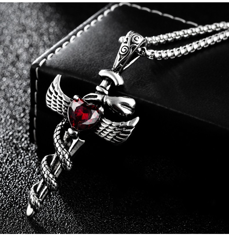 十字架项链男士长款圣剑吊坠钛钢挂件欧美个性嘻哈潮男女学生饰品圣剑