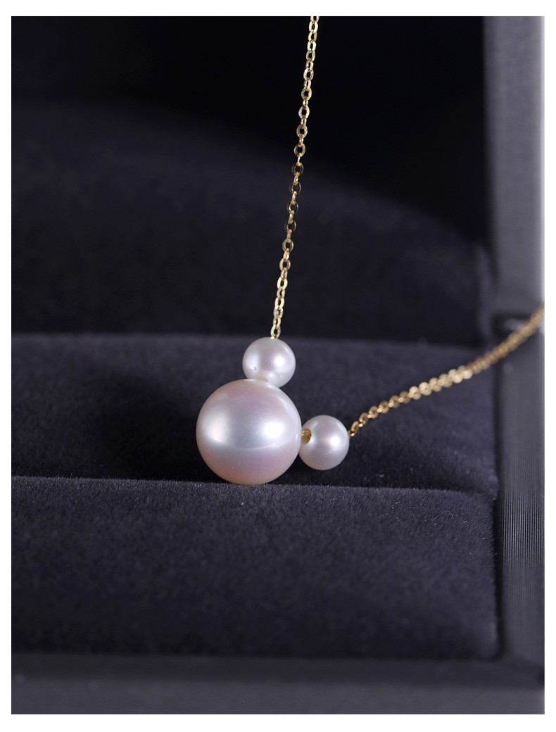 海蒂珠宝羁绊淡水珍珠吊坠女18k金项链锁骨链时尚新款送女友红45758mm