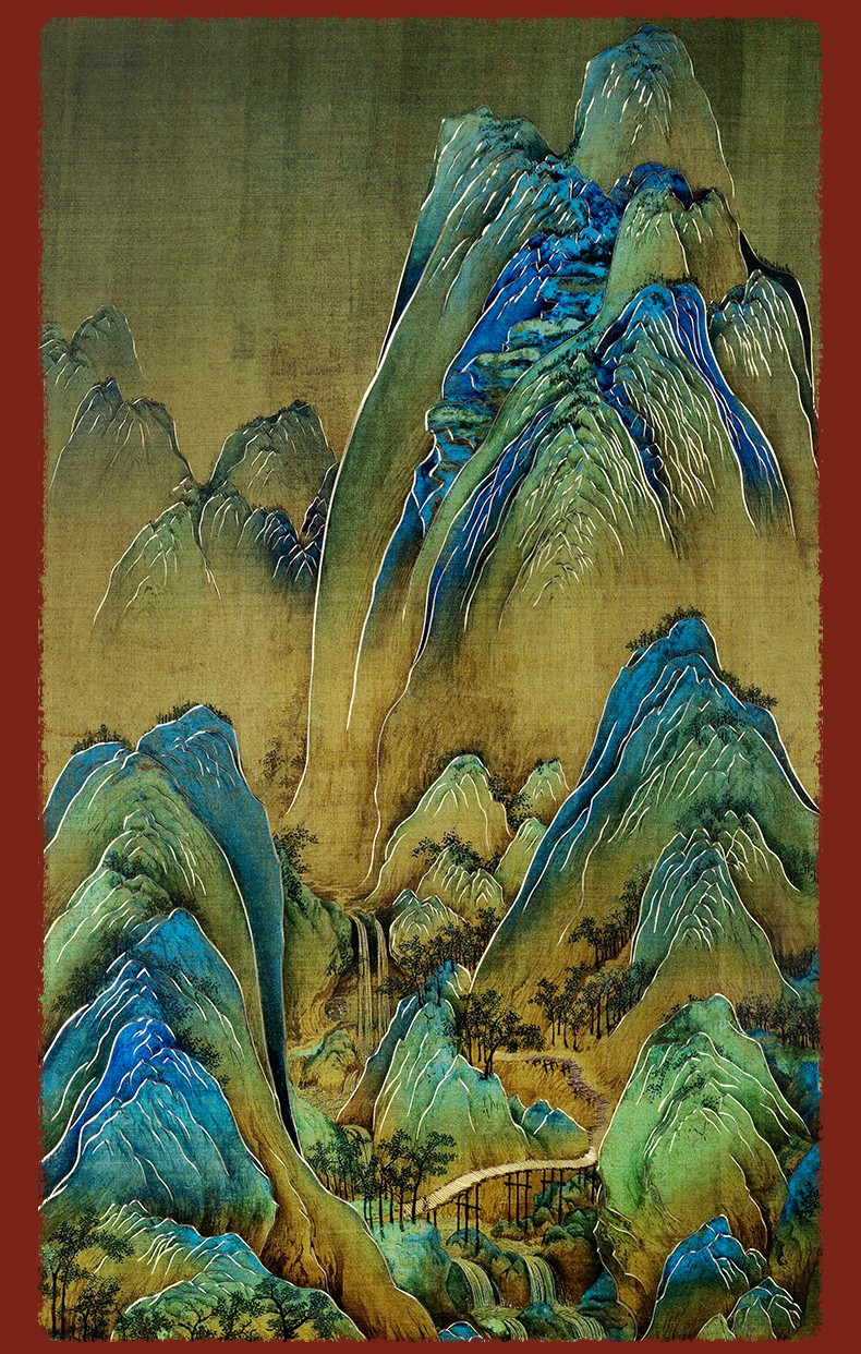 铜师傅手工錾刻铜雕画千里江山竖幅装饰画玄关画壁画千里江山竖幅a款