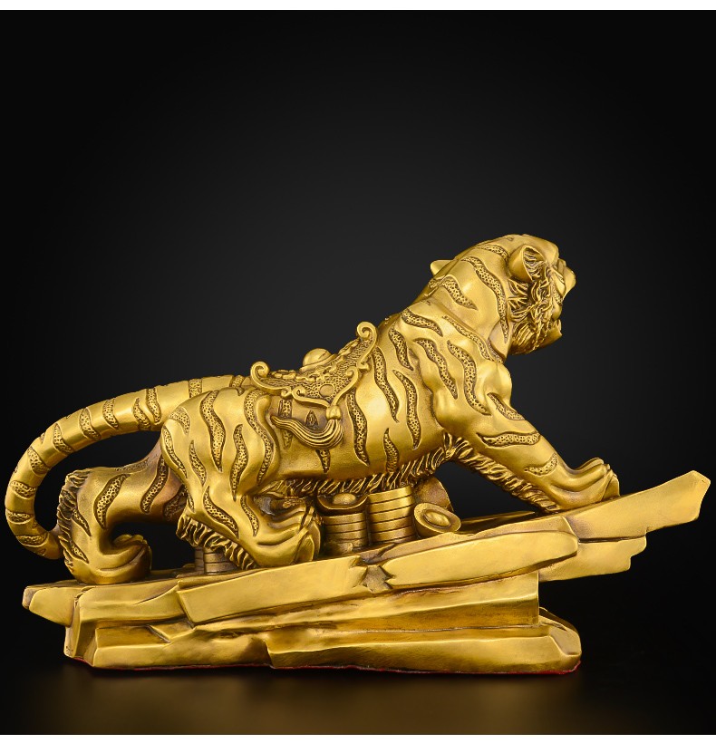 天祥缘纯铜老虎摆件客厅办公室铜老虎工艺品36号虎啸山河新款