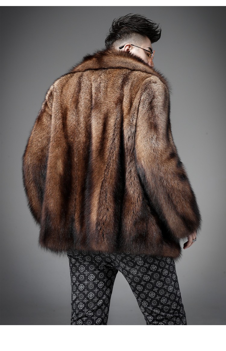 北美进口渔貂整貂西装领渔貂皮草裘皮大衣外套冬季水貂外套皮毛一体