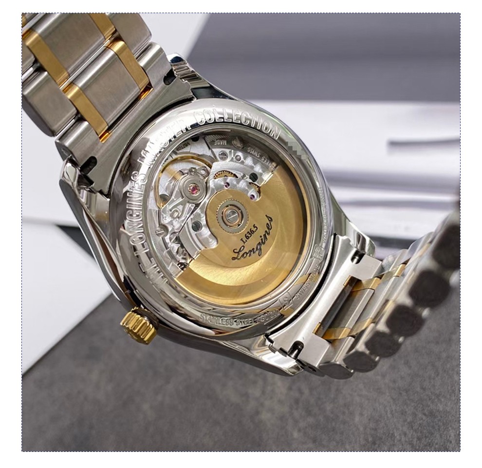 二手95新浪琴名匠系列钻刻间金双日历自动机械385mm男表l27555777