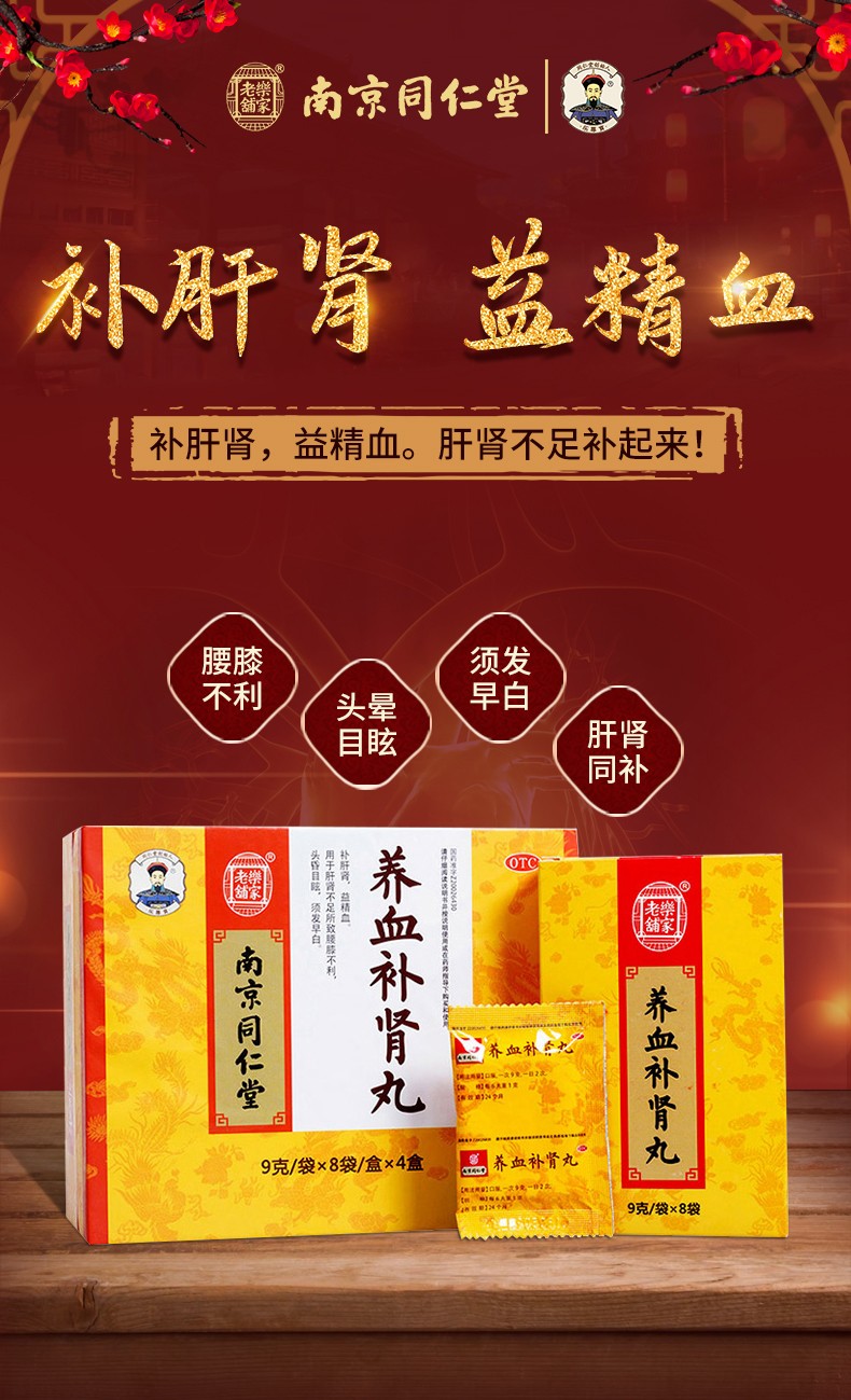 南京同仁堂乐家老铺 养血补肾丸 9g*32袋补肝肾益精血肝肾不足须发早