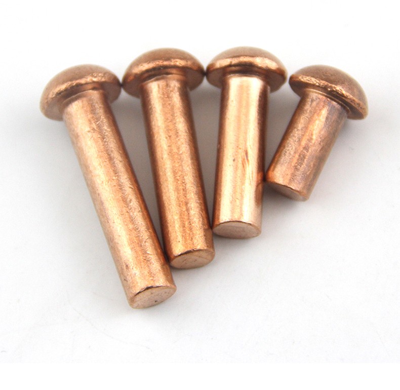 传测-gb867紫铜半圆铆钉半圆头红铜铆钉圆帽实心紫铜柳钉m2m2.