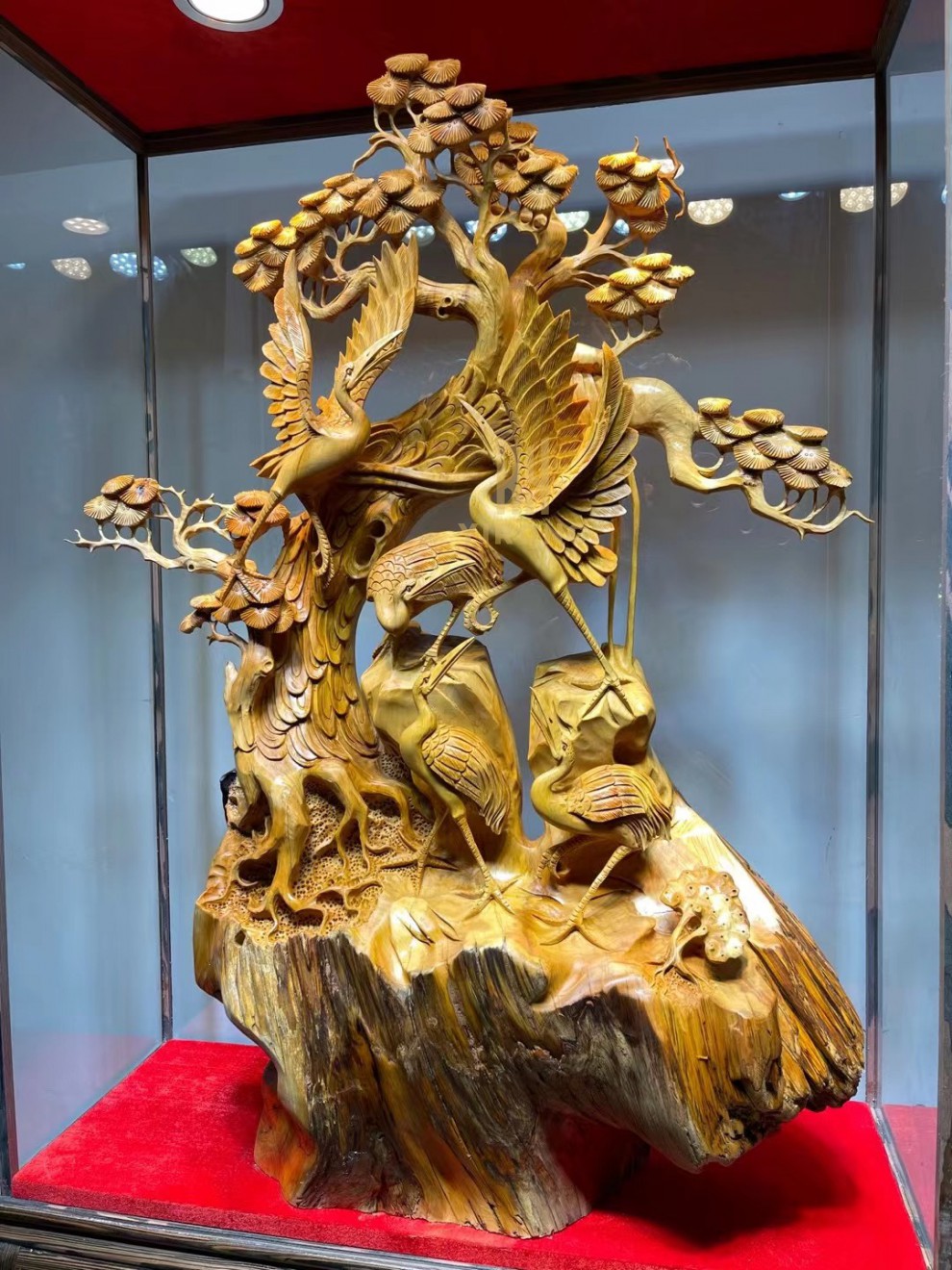 易蓉松鹤延年崖柏根雕摆件工艺品祝寿礼品中式客厅玄关实木雕刻落地大