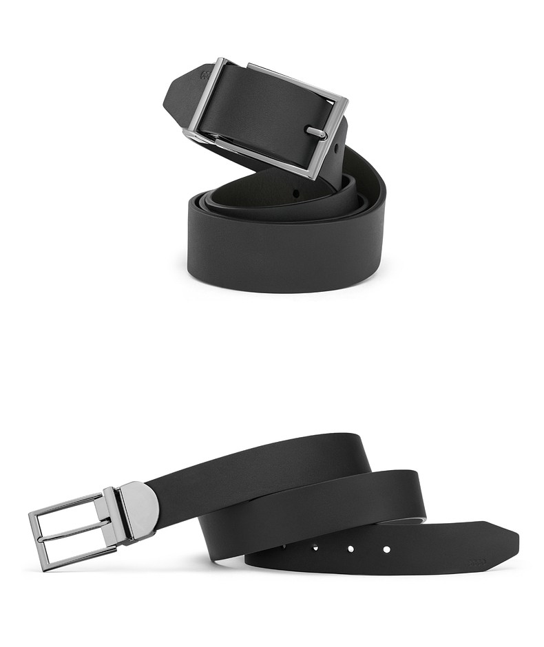 ecco爱步商务正装腰带 2021年秋季新款金属扣皮带 9105892 黑色/深