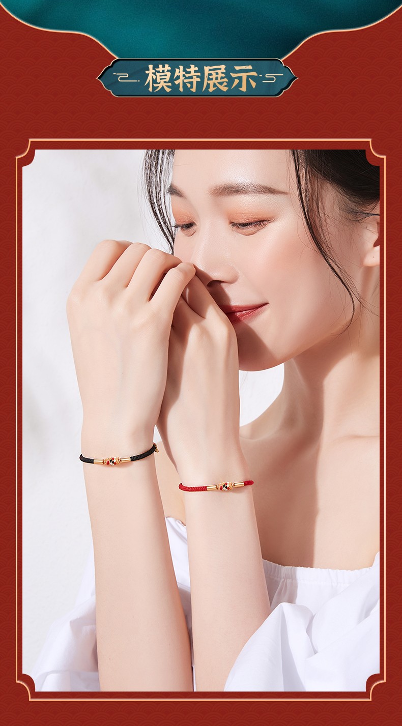 克拉苏(crassus)玲珑骰子安红豆情侣手链一对时尚男女款红手绳相思