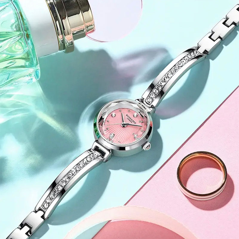rosebee德国品牌手表女防水石英表欧美时尚简约镶钻手链女表1块
