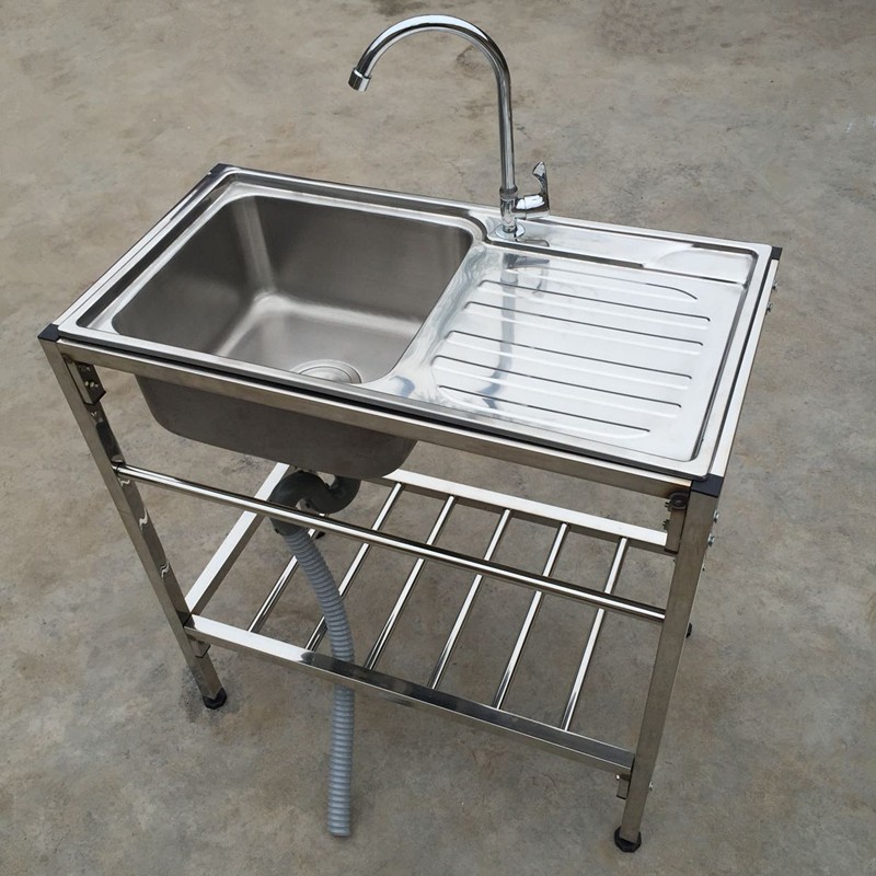 厨房不锈钢支架盆水槽双槽带水斗池盆架洗菜洗脸洗碗操作台面架子