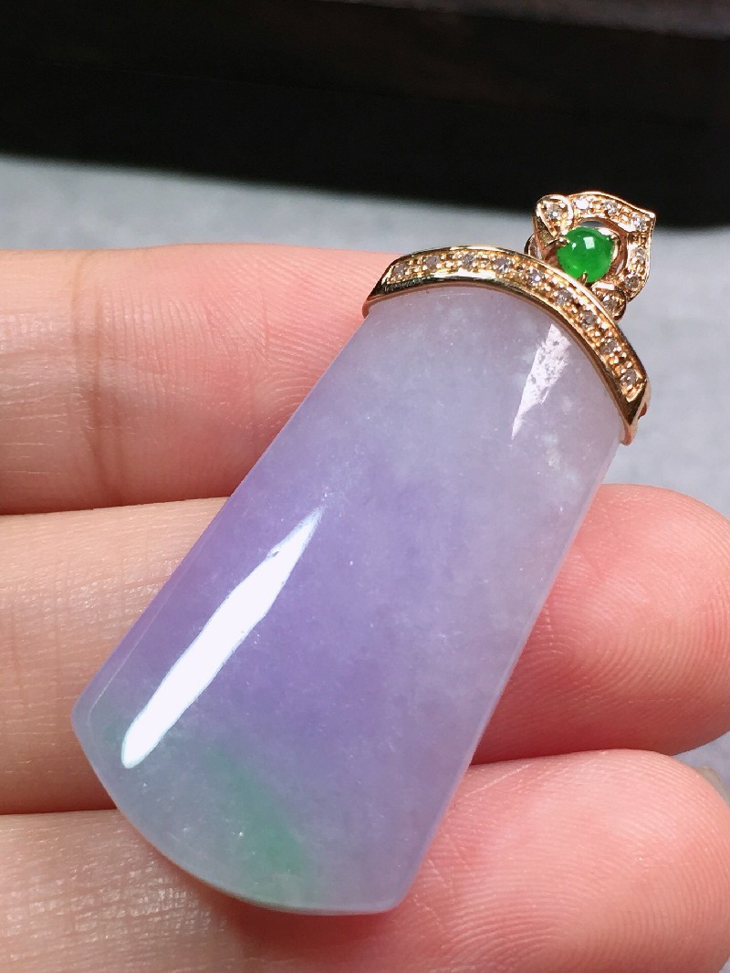 绿翠天成 翡翠冰种紫罗兰无事牌吊坠 冰种翡翠缅甸天然a货送礼女款36.